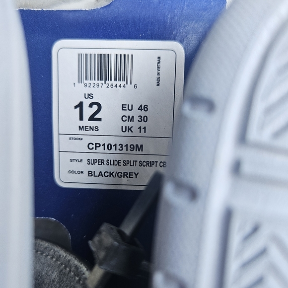 Champion Super Slide Split Script Sandals CP101319M Grey Black Men Size 12 - Picture 6 of 6